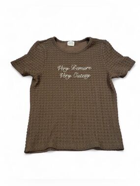 Urban Nation Very Demure Very Cutesy Brown Textured Tee Size L